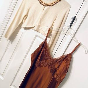 Express silk cami sweater bronze gold tank top